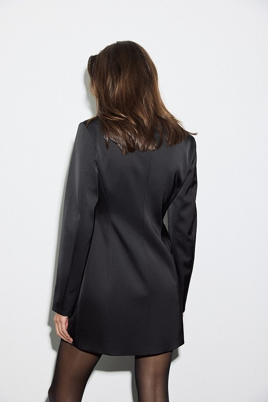 Платье мини из костюмного атласа (Вискоза плотная арт.1981 Черный 16% вискоза, 84% п/э; Размер: L)