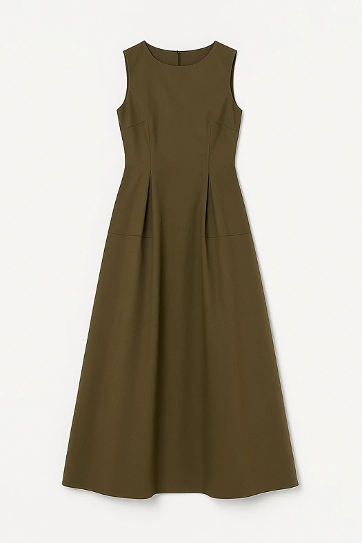 Платье макси архитектурного кроя из хлопка (Хлопок арт.1997 Шоколадный 65% хлопок, 32% нейлон, 3% эластан; Размер: L)