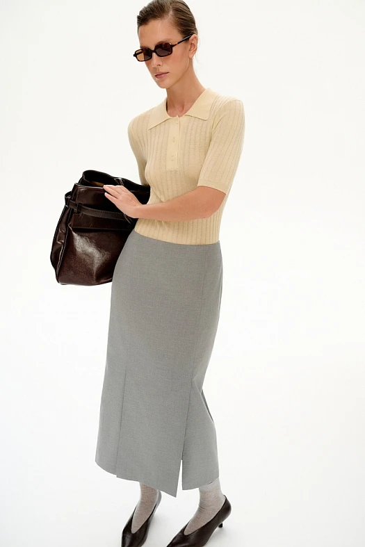 Поло с коротким рукавом изо льна (90% вискоза, 10% лен Светло-желтый; Размер: XS)