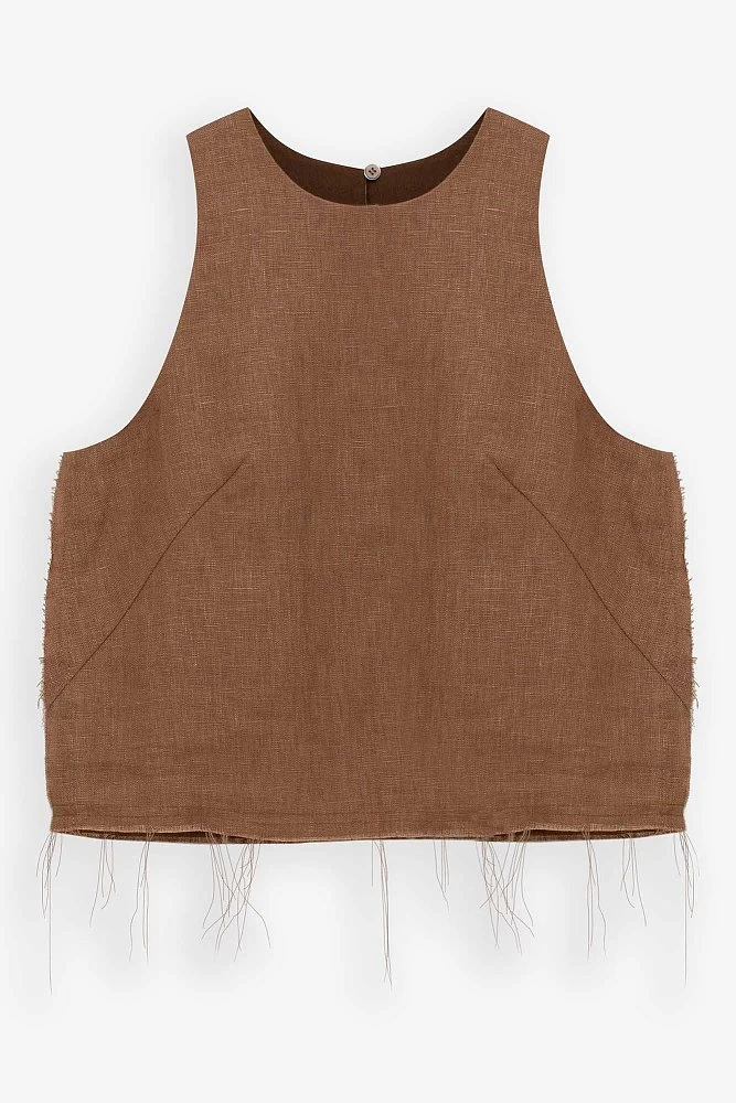Топ изо льна с необработанным краем