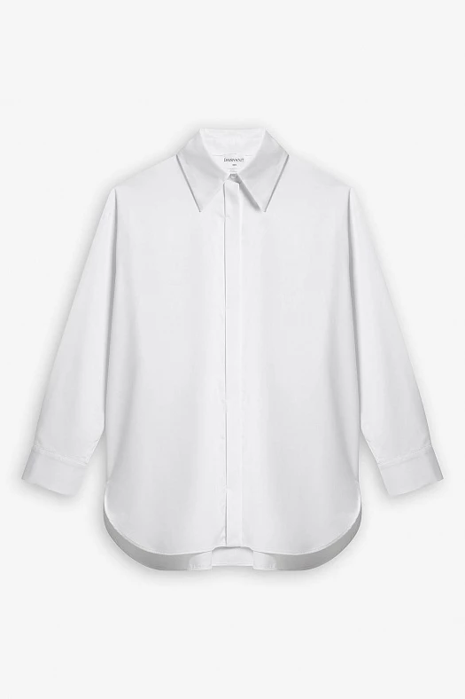 Рубашка прямого силуэта из бамбука (Викскоза бамбук арт.1750 Молочный 35% бамбук, 35% вискоза, 27% п/э, 3% эластан; Размер: XL)