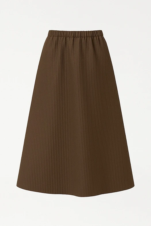 Юбка миди стеганая (Плащевка фактурная арт.1985 Шоколадный 100% п/э; Размер: L)