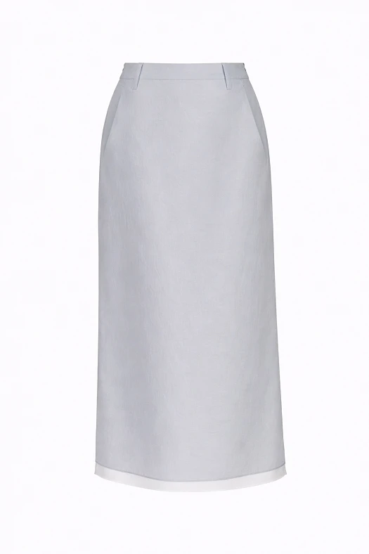 Юбка миди двойная (100% нейлон Светло-серый; Размер: L)