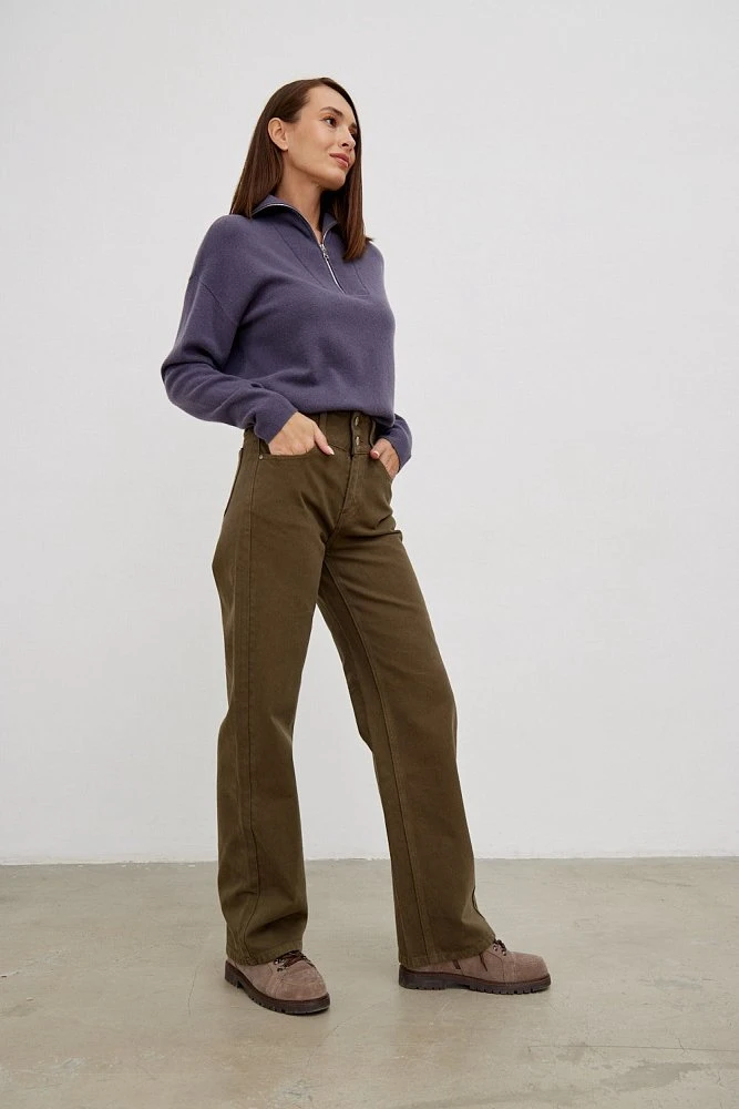 Джинсы широкие с кокеткой