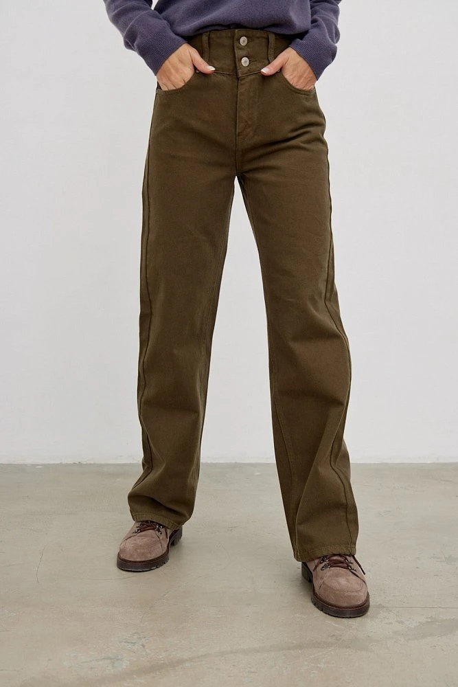 Джинсы широкие с кокеткой