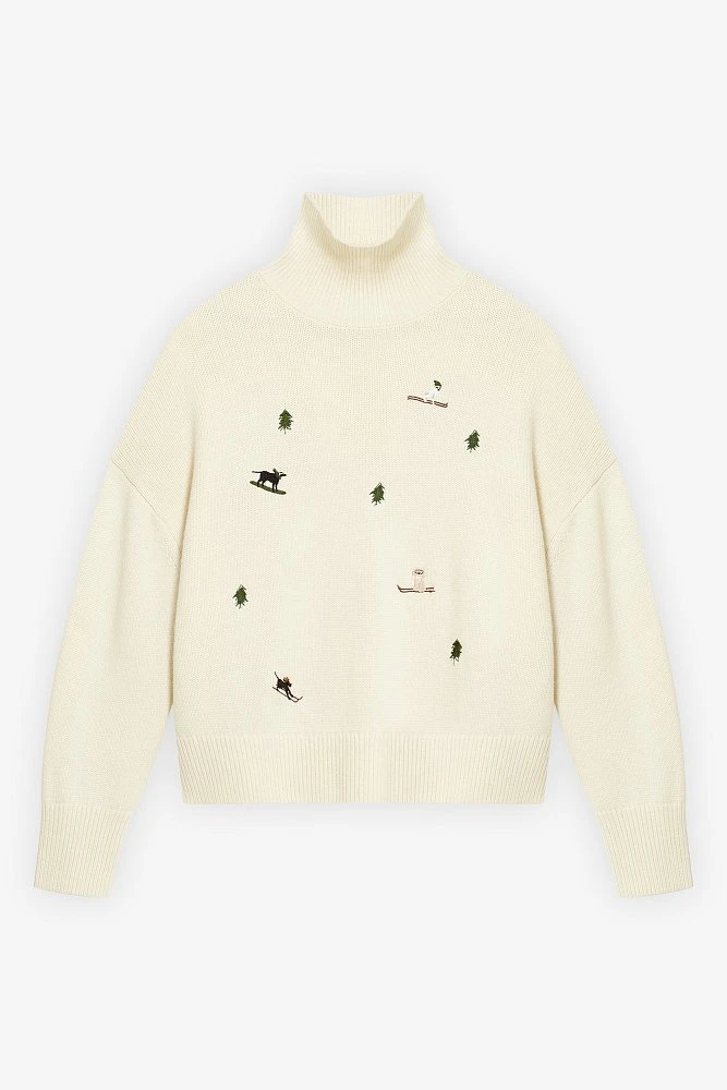 Свитер оверсайз из шерсти с вышивкой