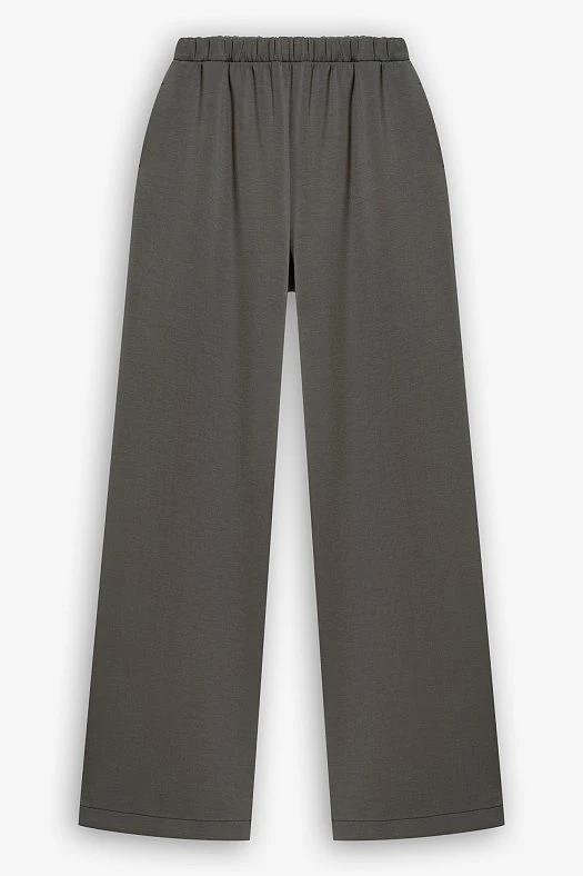 Брюки трикотажные меланж (Джерси арт.1843 Серо-зеленый 75% вискоза, 13% нейлон, 12% эластан; Размер: S)