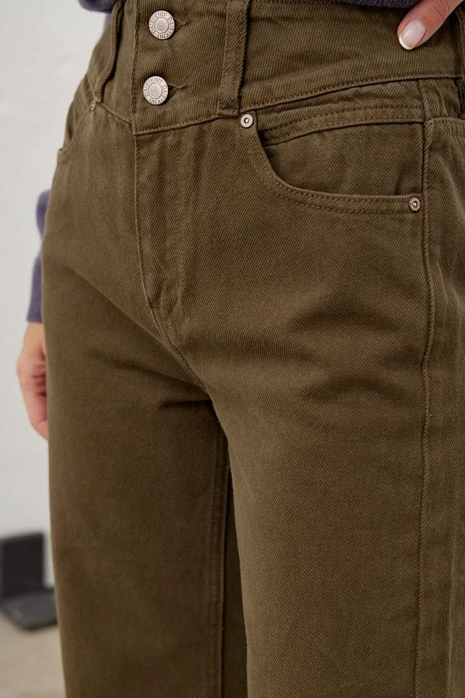 Джинсы широкие с кокеткой