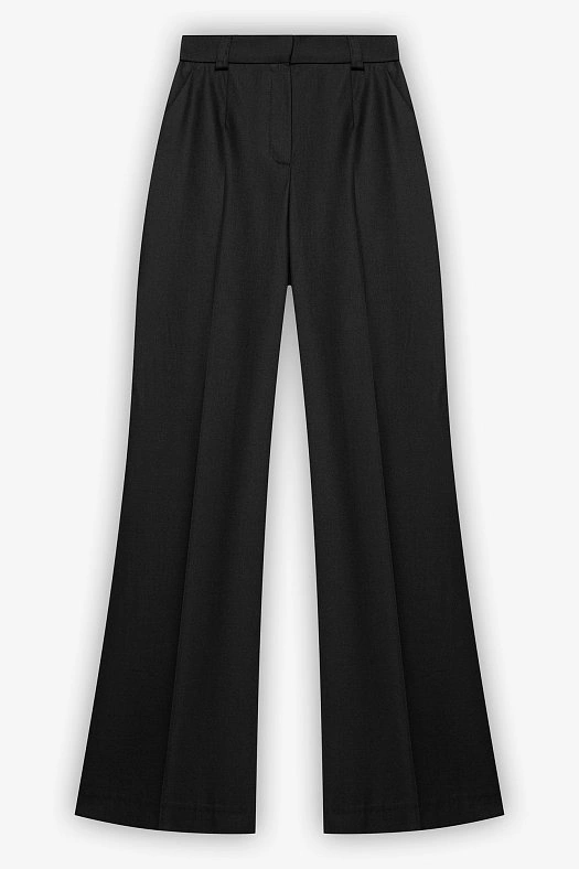 Брюки клёш со стрелками (Вискоза с шерстью арт.1788 Черный 52% вискоза, 20% шерсть, 28% п/э; Размер: L)