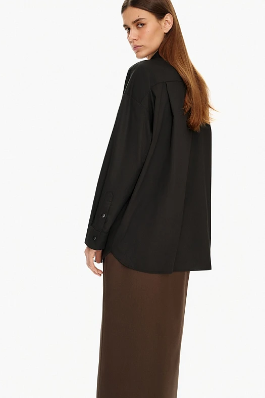 Рубашка базовая бамбук (Вискоза бамбук арт.1622 Черный 70% бамбук, 26% хлопок, 4% п/э; Размер: L)