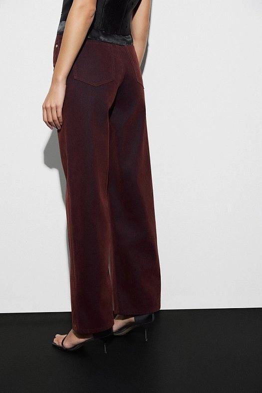 Джинсы прямые из денима с велюровым эффектом (100% хлопок Бордовый; Размер: M)