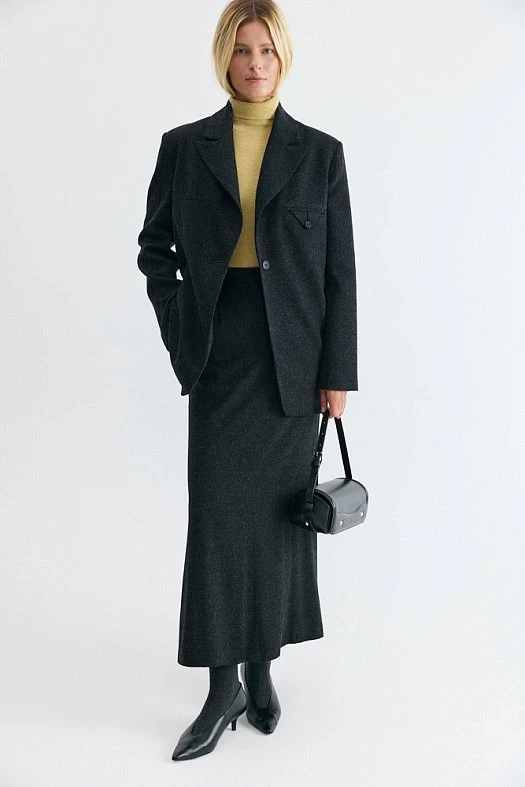 Юбка макси годе (Вискоза стрейч арт.1952 Графитовый 90% вискоза, 7% акрил, 3% эластан; Размер: S)