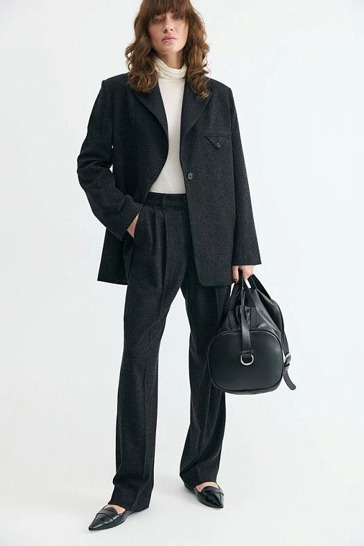 Брюки зауженные со средней посадкой (Вискоза стрейч арт.1952 Графитовый 90% вискоза, 7% акрил, 3% эластан; Размер: M)