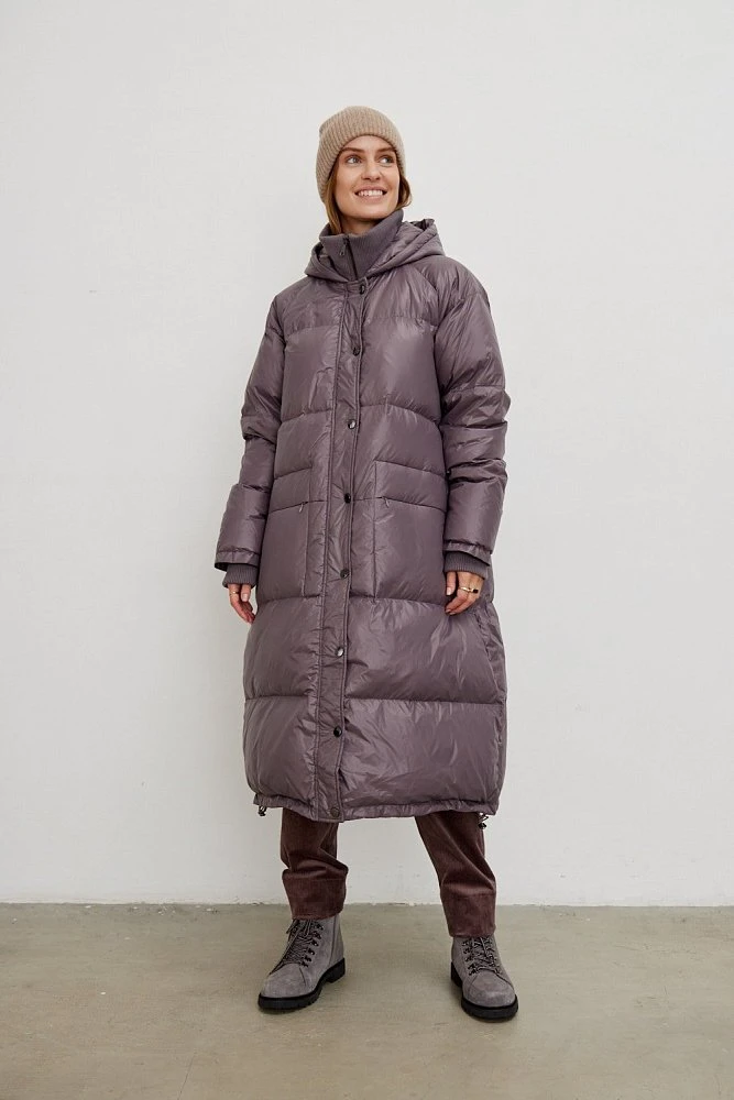 Пуховик с трикотажными деталями