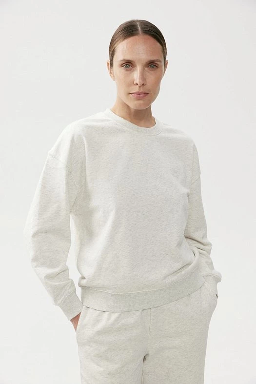 Свитшот из хлопка (86% хлопок, 14% п/э Светло-серый; Размер: L)