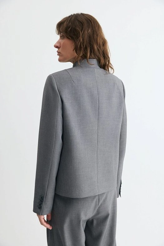 Жакет однобортный укороченный (Вискоза стрейч арт.1910 Серый 50% вискоза 50% п/э; Размер: S)