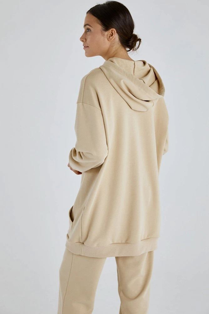 Худи удлиненное с капюшоном анорак