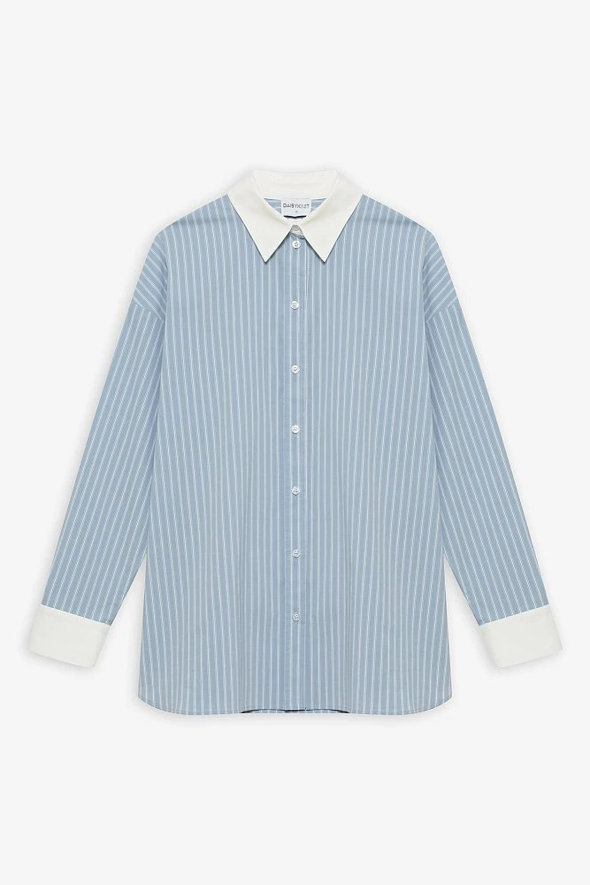 Рубашка с контрастными манжетами и воротником 