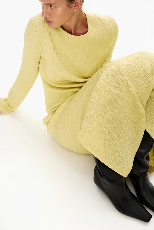 Юбка миди из фактурной ткани (Вискоза фактурная арт.1992 Желтый 85% вискоза, 15% нейлон; Размер: L)