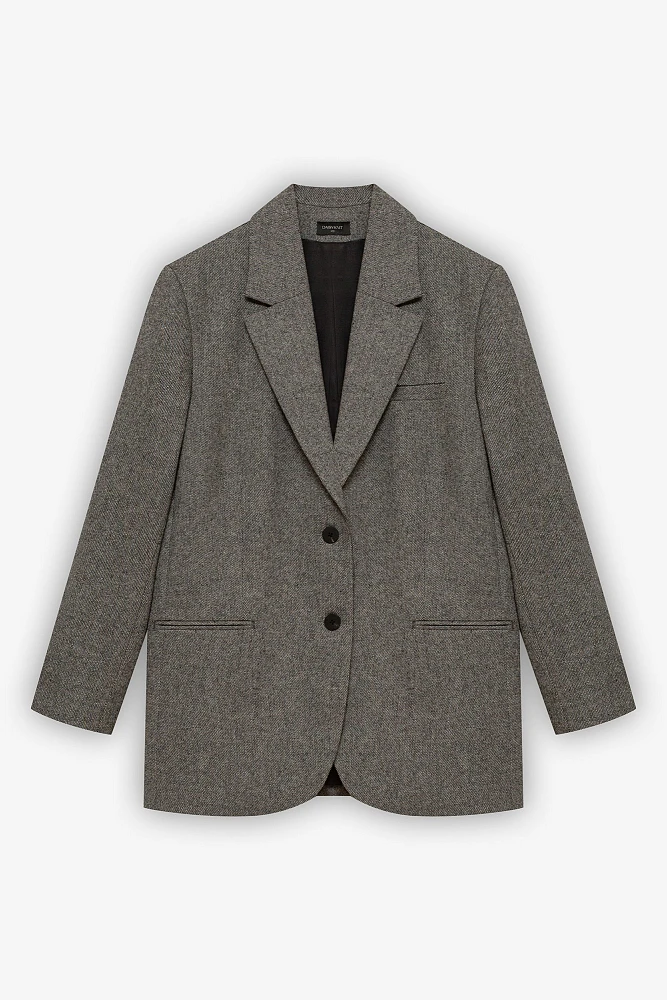 Жакет оверсайз однобортный из шерсти