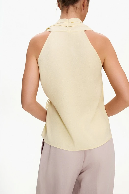 Топ на запахе изо льна (Вискоза с льном арт.2013 Светло-желтый 54% вискоза, 8% лен, 38% п/э; Размер: L)