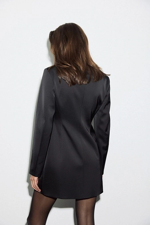 Платье мини из костюмного атласа (Вискоза плотная арт.1981 Черный 16% вискоза, 84% п/э; Размер: L)