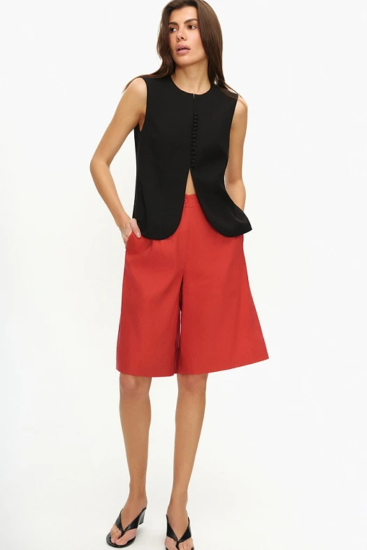 Жилет с акцентной застежкой (Вискоза со льном арт.1712 Черный 68% вискоза, 17% лен, 15% тенсел; Размер: L)