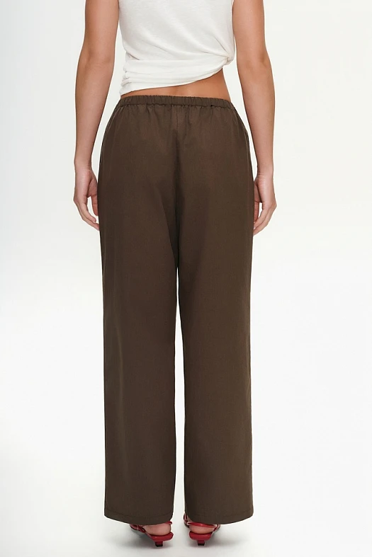 Брюки на кулиске из хлопка (Хлопок арт.2047 Шоколадный 100% хлопок; Размер: M)