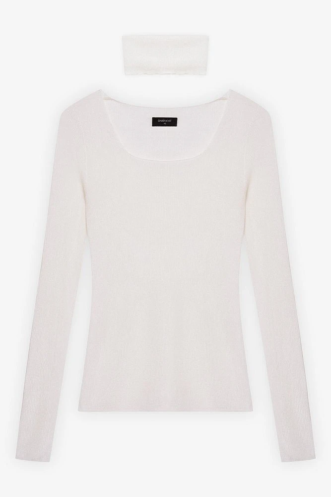 Джемпер прозрачный с квадратным вырезом и воротником