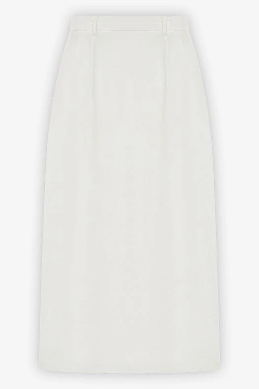 Юбка макси прямого силуэта изо льна (55% лен, 42% вискоза, 3% п/э Молочный; Размер: L)