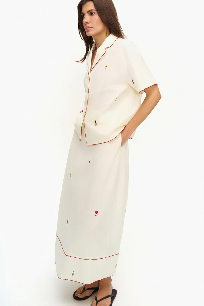 Юбка миди из хлопка с вышивкой