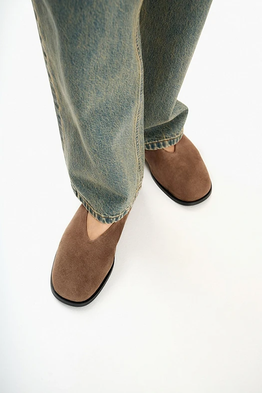 Туфли на плоской подошве из замшевой кожи (Натуральная замша Кофейный; Размер: 36)