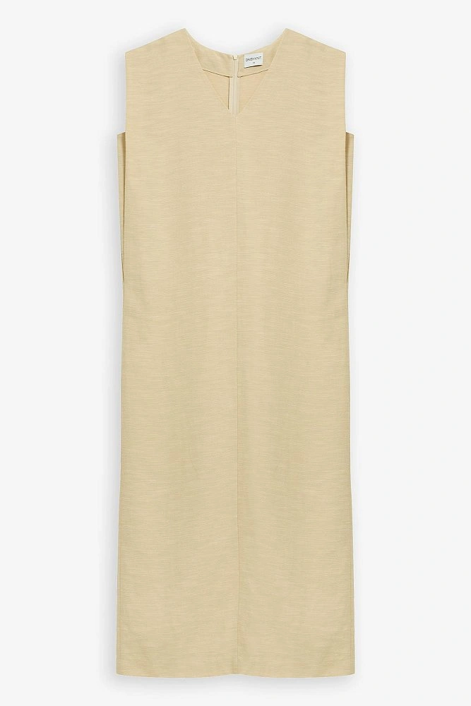 Платье макси прямое со льном