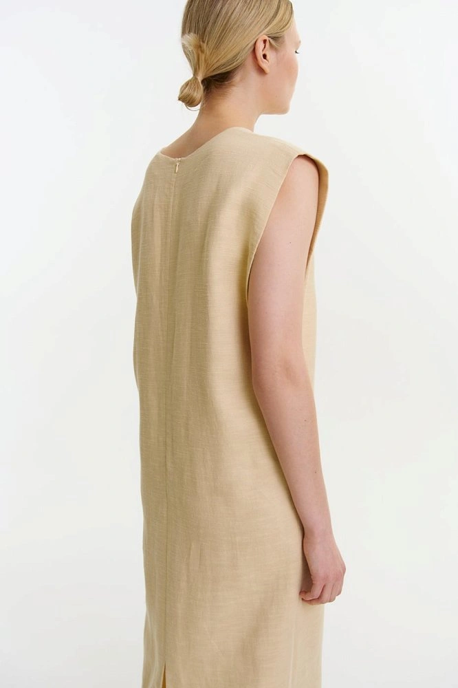 Платье макси прямое со льном