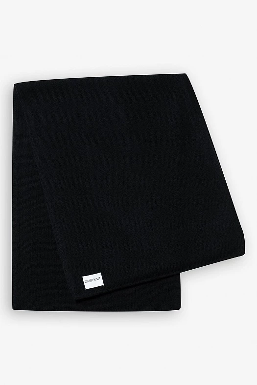 Шарф гладкой вязки (90% шерсть, 10% кашемир Черный; Размер: One size)
