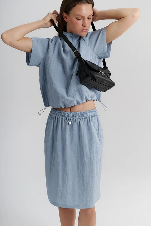 Юбка миди на кулиске (88% лиоцелл, 12% п/э Голубой; Размер: L)