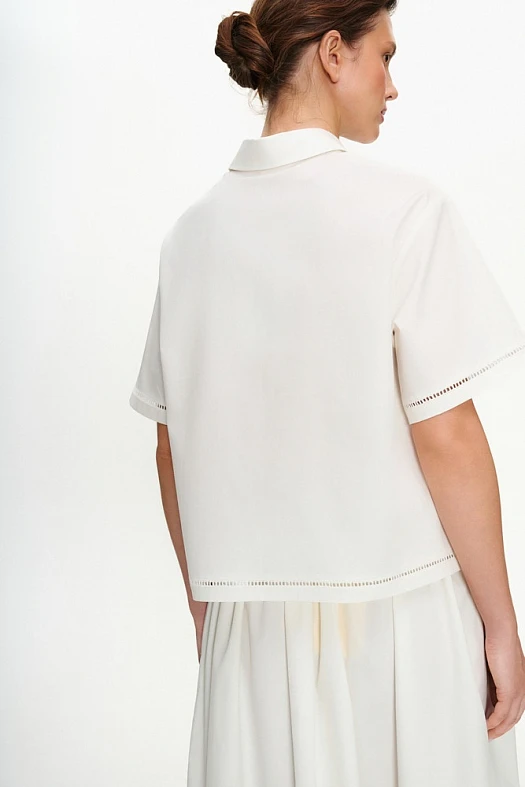 Рубашка из хлопка с кружевной тесьмой (Хлопок с лиоцеллом арт.1685 Белый 52% хлопок, 48% лиоцелл; Размер: L)