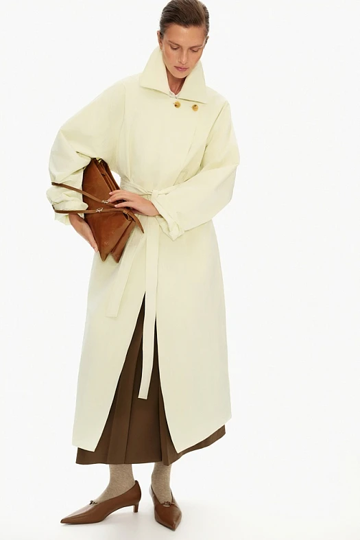 Тренч облегченный на хлопковом подкладе (58% нейлон, 42% п/э Светло-жёлтый; Размер: M-L)