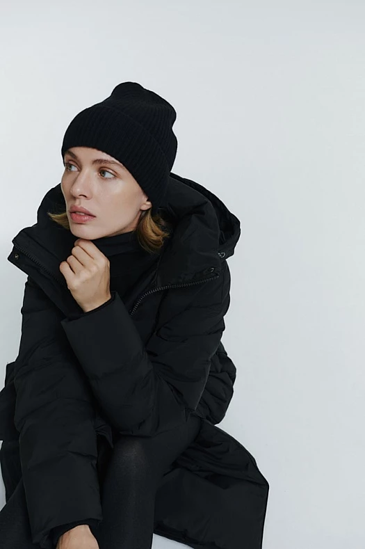 Шапка с отворотом (90% шерсть, 10% кашемир Черный; Размер: One size)