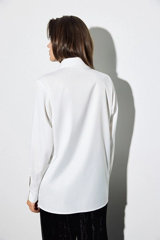 Рубашка прямого силуэта (Вискоза тонкая арт.1966 Белый 32% вискоза, 4% эластан, 64% п/э; Размер: L)