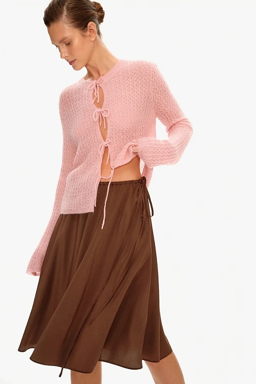 Юбка на кулиске (Вискоза тонкая арт.1706 Коричневый 50% вискоза, 50% п/э; Размер: L)