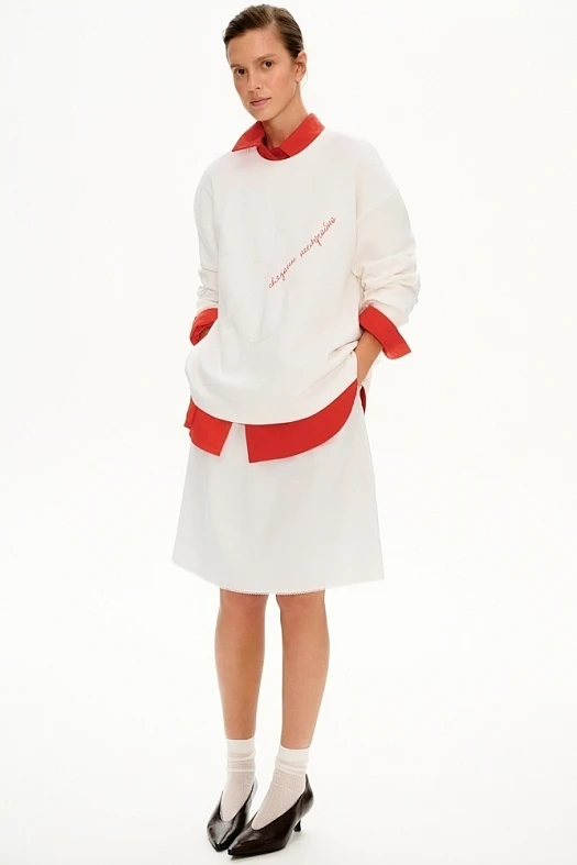 Лонгслив - Связаны неслучайно (43% хлопок, 39% вискоза, 13% п/э, 5% эластан Белый; Размер: OS)