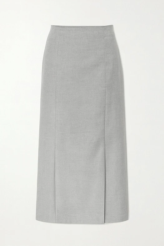 Юбка миди прямого силуэта (Вискоза стрейч арт.1989 Светло-серый 67% вискоза, 28% п/э, 5% эластан; Размер: L)