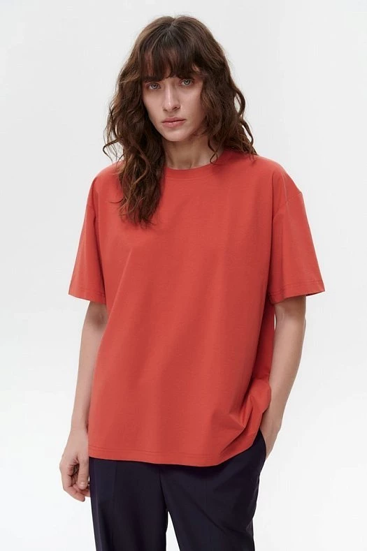 Футболка оверсайз (73% хлопок, 27% п/э Терракотовый; Размер: M)
