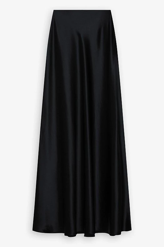 Юбка макси из атласной вискозы (Вискоза атласная арт.990 Черный 72% вискоза, 28% п/э; Размер: L)