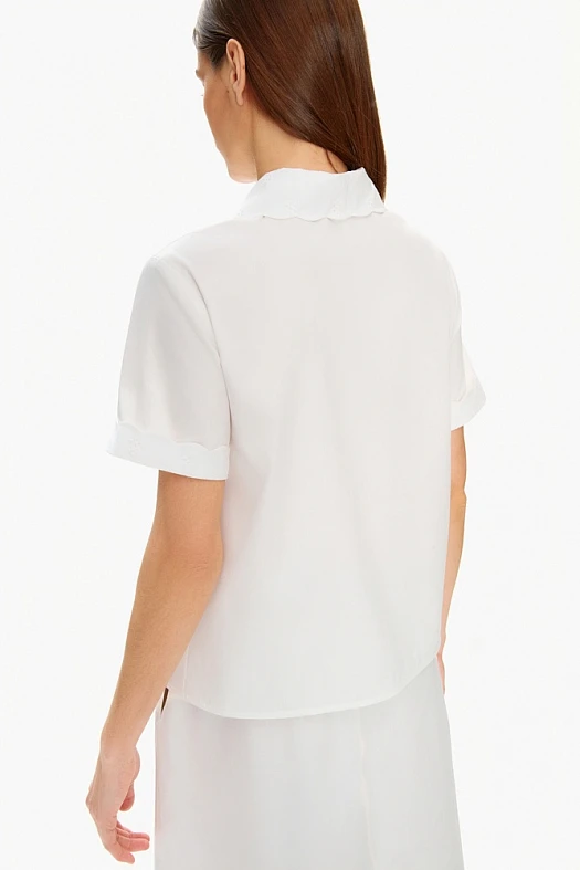 Рубашка с вышивкой из хлопка (Хлопок с лиоцеллом арт.1685 Белый 52% хлопок, 48% лиоцелл; Размер: M)