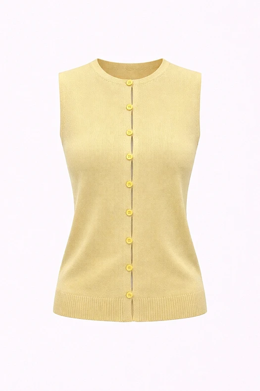 Жилет тонкий с пуговицами (60% вискоза, 40% хлопок Желтый; Размер: L)