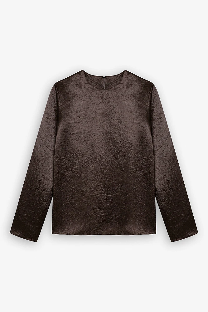 Блуза-лонгслив из атласной жатой ткани