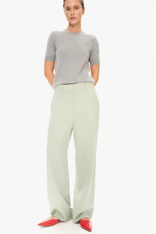 Брюки прямого кроя (Вискоза стрейч арт.1812 Мятный 67% вискоза, 28% п/э, 5% эластан; Размер: L)