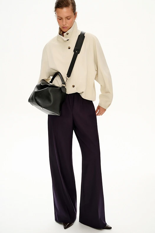 Брюки широкие с эластичным поясом (Вискоза стрейч арт.1807 Темно-фиолетовый 67% вискоза, 28% п/э, 5% эластан; Размер: M)